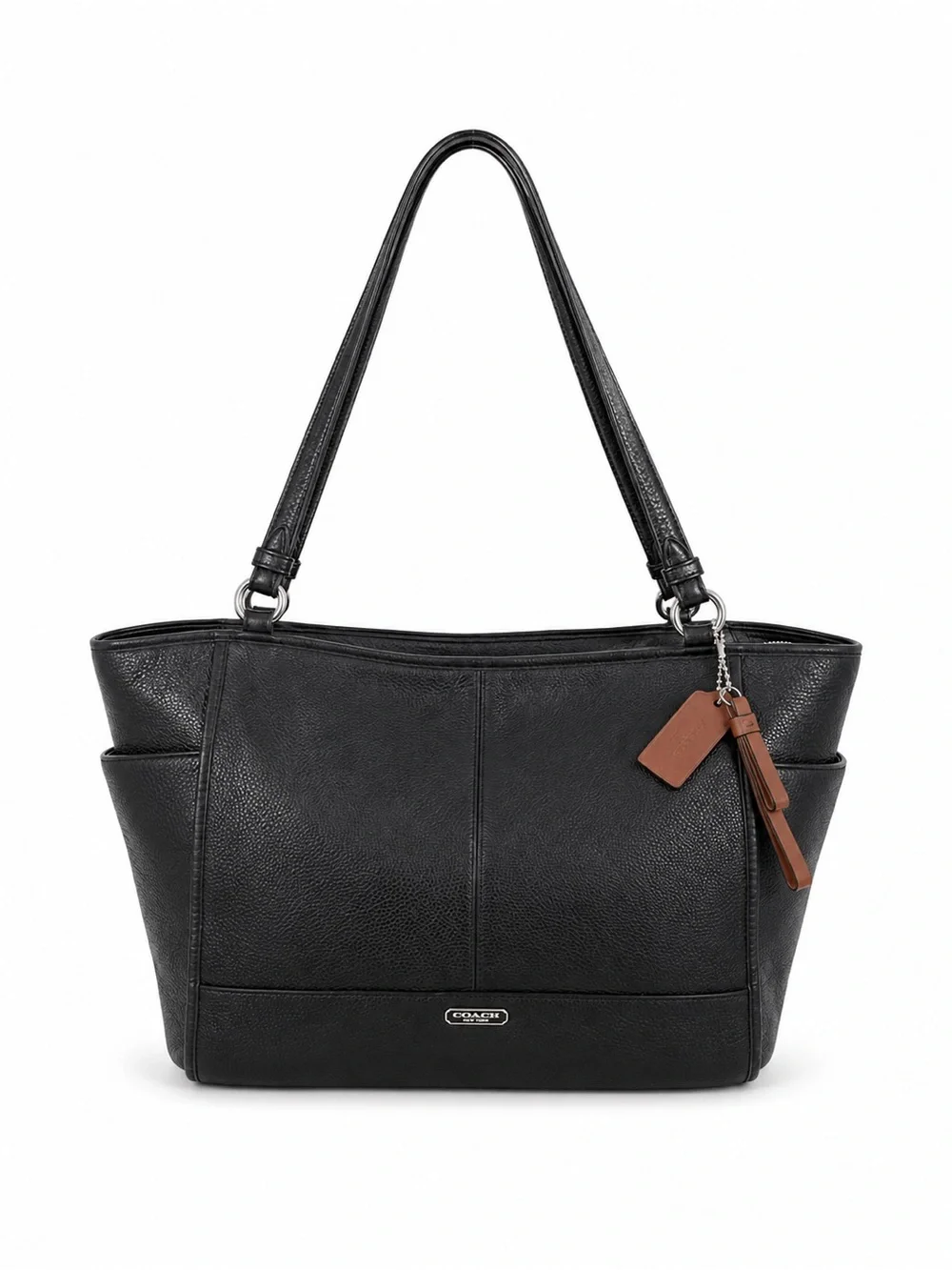 Coach Black Pebbled Leather Large Tote Shoulder Bag Work Laptop Carryall